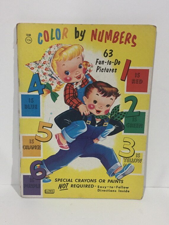 Download Vintage 1950 S Lowe Unused Coloring Book Color By Numbers Etsy
