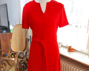 Vintage 60's/70's Bright Red Full Length Dress