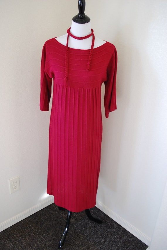 Vintage 1980s Sweater Dress Women Size S/M - image 8