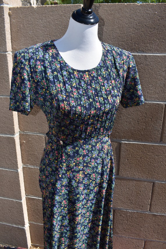 Vintage 1990's Long Rayon Floral Dress, Size M - image 2