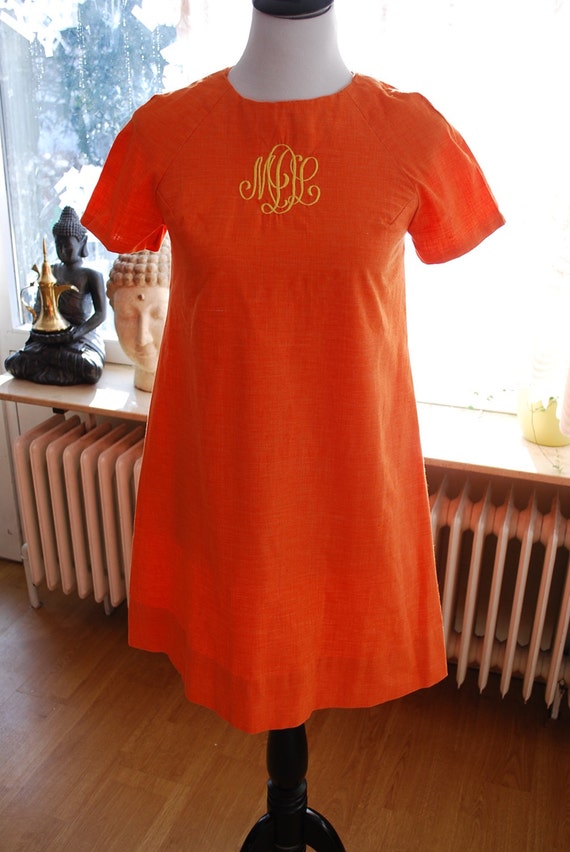 Charming Vintage Citrus A-Line Dress With Monagram