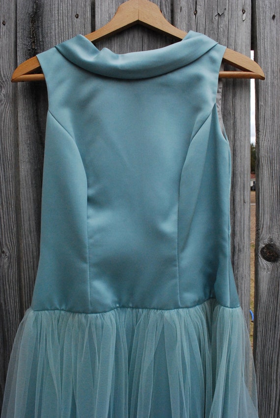 Vintage 60's/70's Formal/Prom Steel Blue Dress, Fu