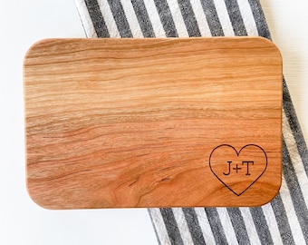 Small Charcuterie Board | Personalized Cheese Board with Initials, Engraved Wedding Gift, Engagement Present with Free Shipping