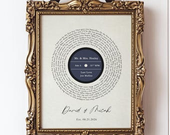 Vinyl Record Song Lyrics Custom Gift music lover music lyrics custom music gift Custom First Dance print 8 x 10