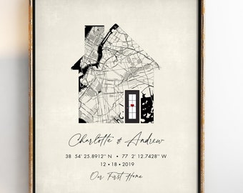 Personalized Housewarming Gifts, Personalized Home Map, First Home Gift for Couple, Home Sweet Home, Our First Home, House Map New Home 8x10