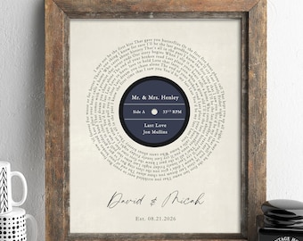 Wedding Song Lyric Art Anniversary Gift for Him Custom Song Lyrics Wall Art Anniversary Gift for Wife Personalized Gifts for Couple