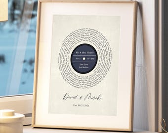 Custom Vinyl Lyrics Print, Personalised Music Poster, Customizable Music Gift, Anniversary Gift, Music Gift, Wedding Song Dance art prints