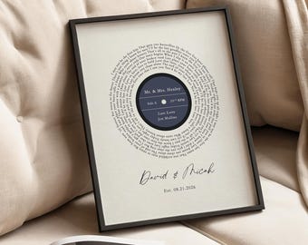 DOWNLOAD FILE Wedding Song Lyric Art Anniversary Gift for Him Custom Song Lyrics Wall Art Anniversary Gift for Wife