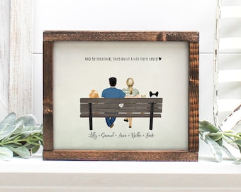 Engagement gifts for couple with dogs cats pets, Wedding gifts for couple, Bride and Groom gift ideas Custom Art Print 8 x 10