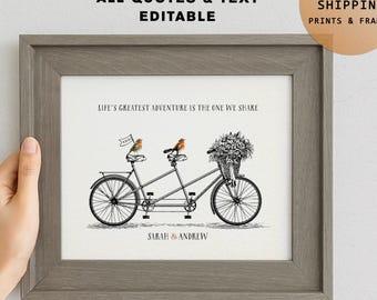 First 1st Paper Wedding Anniversary Gift for Wife, husband, Personalized Paper Anniversary Gift for Husband Custom Home Decor Print