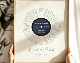 Personalized Favorite Song Lyrics Vinyl Record Print For Birthday, Wedding Anniversary, Father's Day, Home Art Print 8x10
