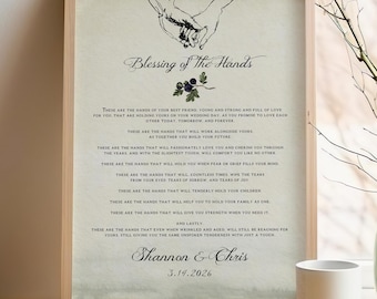 Blessing of the Hands Print | Personalized Anniversary Gift for Couple | Wedding Reading Wall Art | Custom Marriage Keepsake