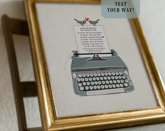 Our Story Timeline | Personalized Anniversary Gift for Couple | Typewriter Art for Important Events and Dates