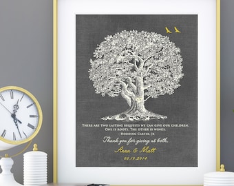 Parent Wedding Gift, Brides Parents, Grooms Parents, Mother of the Groom, Mother of Bride, Wedding Tree Art Print 8 x 10