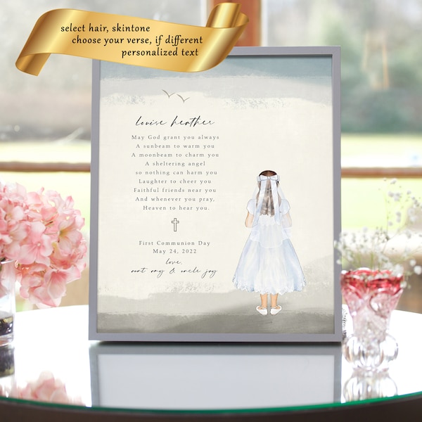Personalized First Communion Gift from Godparents Communion Gift for Goddaughter Girls First Holy Communion Gift Print 8x10