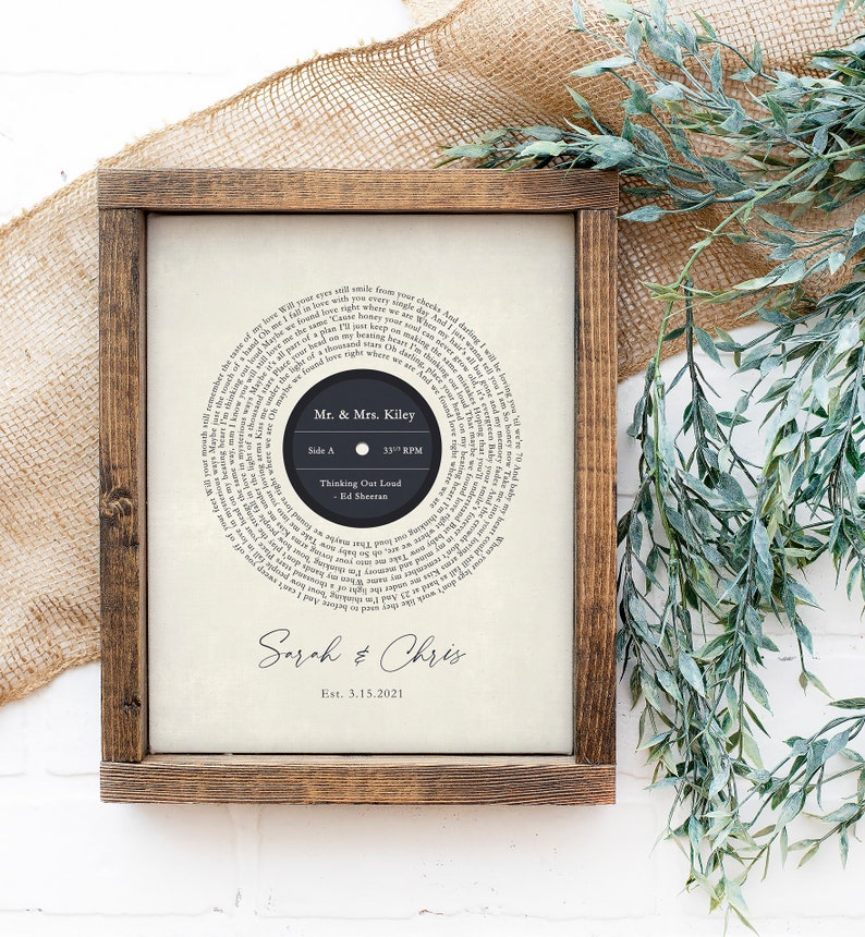 Song lyric wall art First dance 1st anniversary gift husband song lyric art 1st Anniversary gift for wife husband him her Paper 8x10 image 7