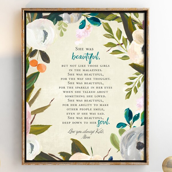 F. Scott Fitzgerald "She Was Beautiful" Print Art, Office Decor, Rustic Home Decor, Wedding Gift, Bedroom Print Art, Quote Print Bedroom Art