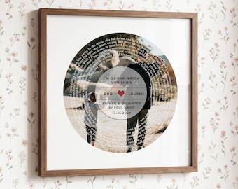 Personalized Dad Daughter Photo Print, Custom Song Lyric Gift for Dad, First Father's Day Gift, Daddy and Me Wall Art Keepsake