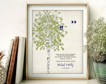 ROOTS and WINGS POEM, Hodding Carter Jr., Thank You Wedding Gift for Our Parents, Parents Thank You Gift, Parents Gift, Tree with Love Birds