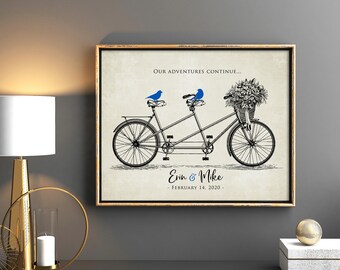 wedding gift for brother, personalized wedding gift for sister, couples gifts, outdoor couple gift, bikers, bike adventure art print 8 x 10