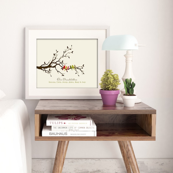 Gift for GRANDPARENTS,Birthday Anniversary Gift from Grandkids - Family Tree with grand childrens names - Grandma & Grandpa gift, 8 x 10"