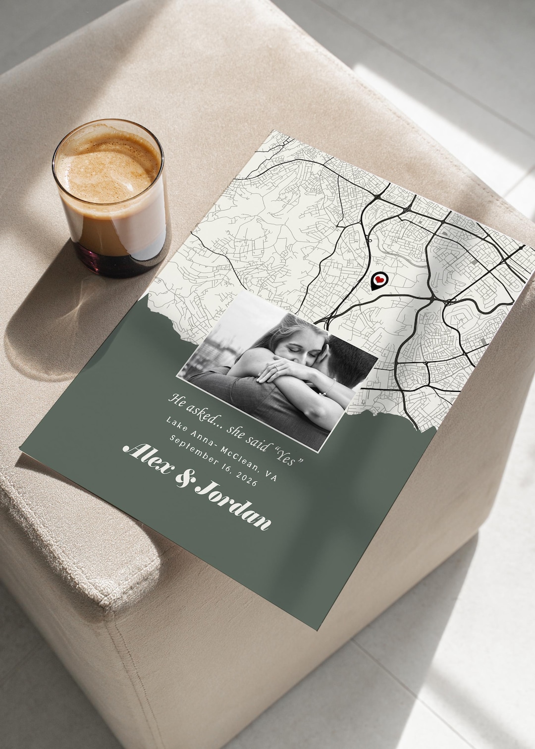 Where She Said Yes Custom Map Location Wall Art, Personalized Map With ...