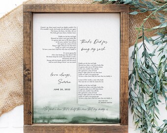 To My Dad on my Wedding Day, Father of the Bride gift, Wedding Poem song Bride to Dad, personalized Wedding Day gift Dad from Daughter