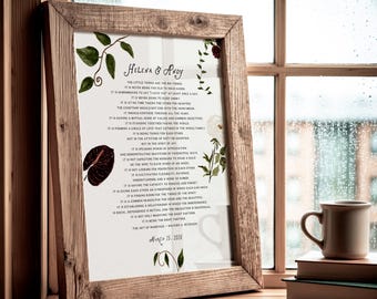 Couple Anniversary Gift ideas for Husband Wife | Personalized Art of Marriage Blessing with Names & Date | Sentimental Marriage Quote Decor