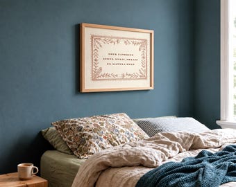 Custom Bedroom Wall Art Print, Your personalized text, Whimsical Folk Botanical Art Style, Colors & Fonts Options, Cozy romantic Home decor