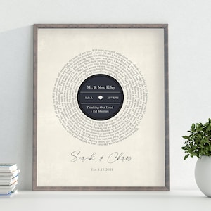 Paroles de chanson de mariage, cadeau d'anniversaire pour lui, paroles de chanson personnalisées, art mural, cadeau d'anniversaire pour femme, cadeaux personnalisés pour couple