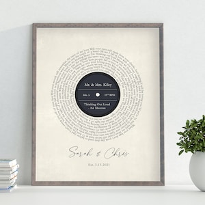 Wedding Song Lyrics Personalized First Dance Favorite Song Print 1st Anniversary Custom Sign 8x10