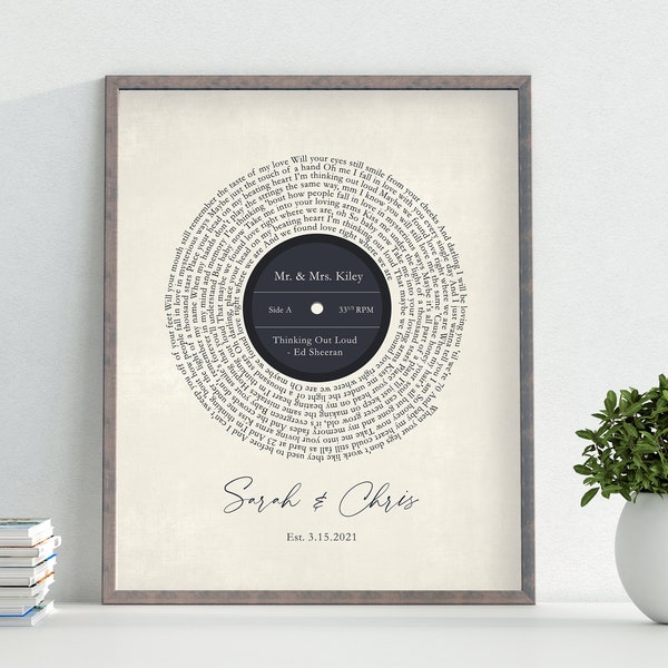 Wedding Song Lyric Art Anniversary Gift for Him Custom Song Lyrics Wall Art Anniversary Gift for Wife Personalized Gifts for Couple