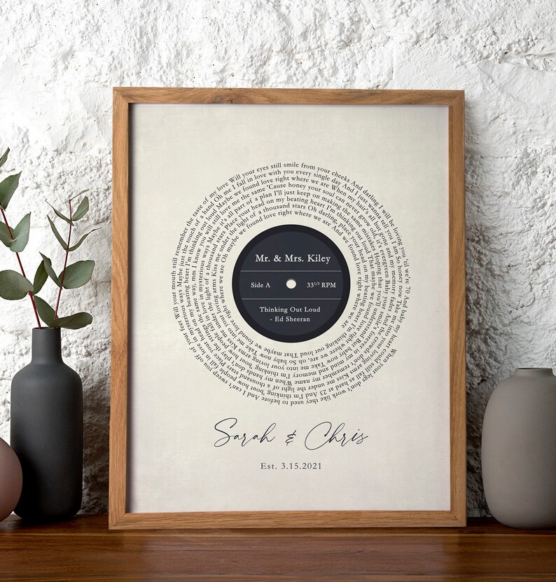 Song lyric wall art First dance 1st anniversary gift husband song lyric art 1st Anniversary gift for wife husband him her Paper 8x10 image 8