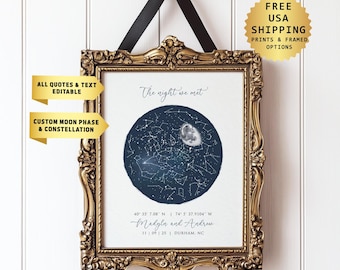 Star Map by Date Celestial Constellation Star Map for Couples Anniversary Gift, Just Married New Home Decor Gifts