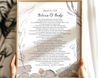 Custom Art of Marriage Poem | Romantic Love Verse Blessing for Bride and Groom on Wedding Day | Couples Home Wall Decor Art