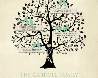 Grandchildren Family Tree with grandkid's names - Personalized Grandparent Gift - Gift for Parents -Christmas Gift  print 8 x 10