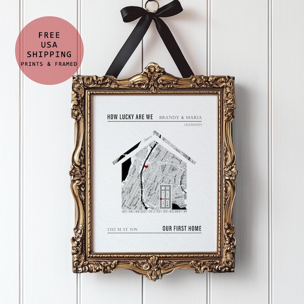 Personalized Housewarming Gifts, Personalized Home Map, First Home Gift for Couple, Home Sweet Home, Our First Home, House Map New Home