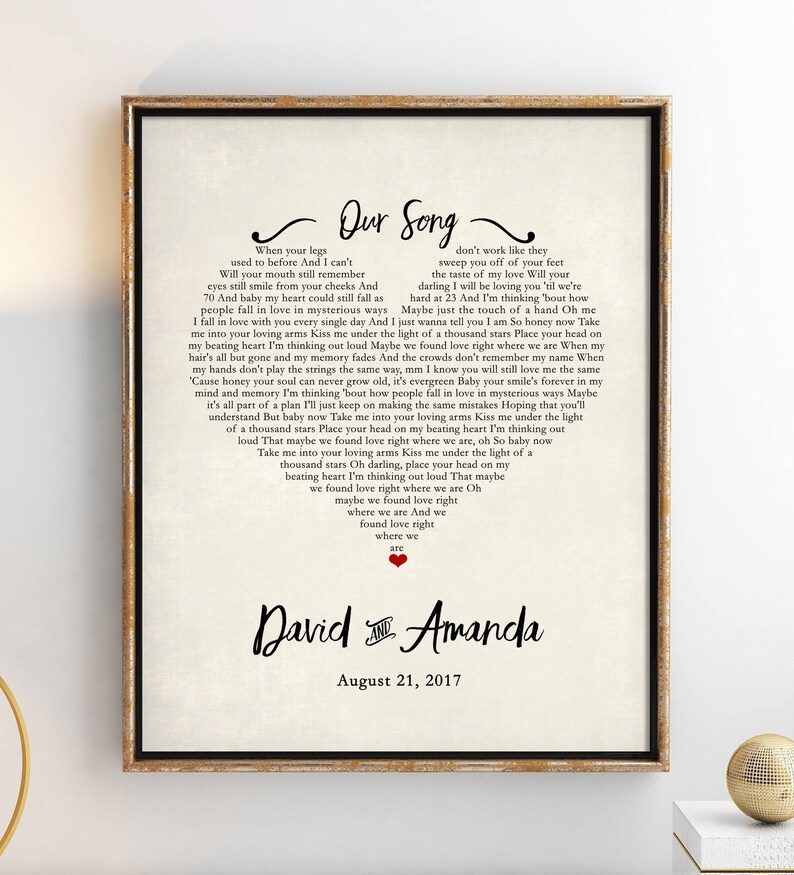 Custom Song Lyrics Wedding Song Lyric Art Personalized Etsy