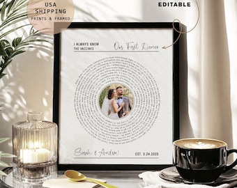 Personalized Song Lyric Print with photo • Custom Vinyl Record Wall Art • Wedding Anniversary Gift for Couple • Song Lyric Photo Art