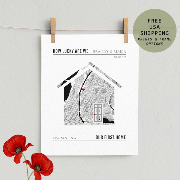 Custom Home Map, First Time Home Buyer, Personalized Housewarming Gift, First Home Gift Map, Our First Home, Our Home Map, Gift from Realtor
