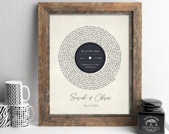 Custom Vinyl Print, Vinyl Record Art, Vinyl Print Father's Day Gift Personalized Song Lyrics Art Wedding Song Print Anniversary Gift 8x10