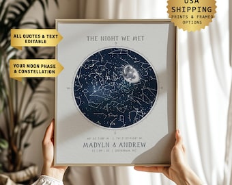 Custom Moon Phase Home Wall Decor, The Night We Met Astrology Print, Moon Print For Newly Weds