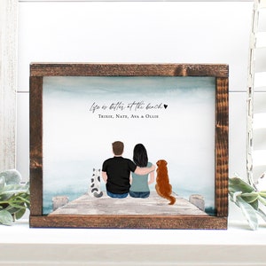 Engagement gifts for couple with dogs cats pets, Wedding gifts for couple, Bride and Groom gift ideas Custom Art Print 8 x 10