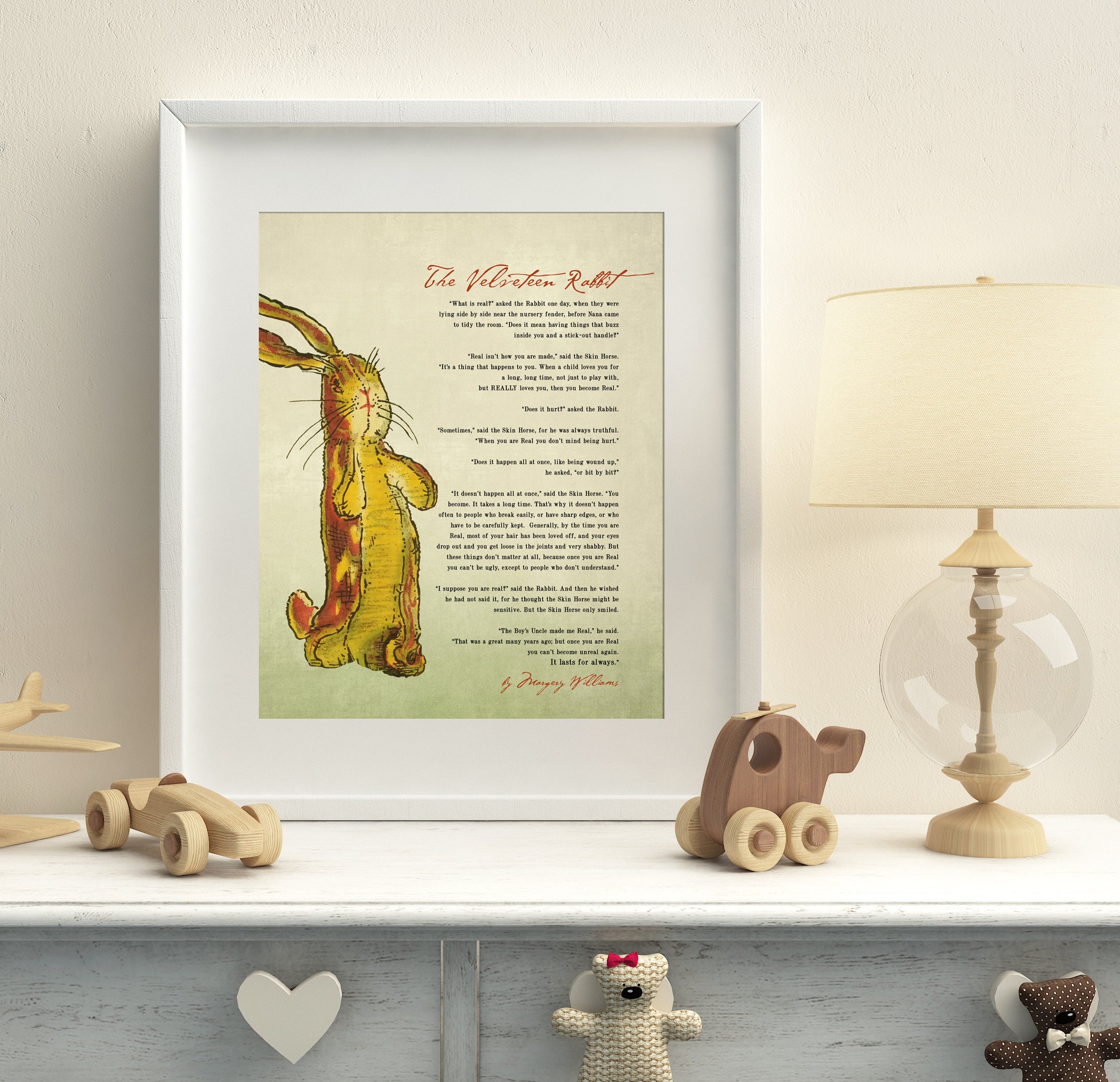 The VELVETEEN RABBIT Nursery Print Kids Room Wall Art New Baby