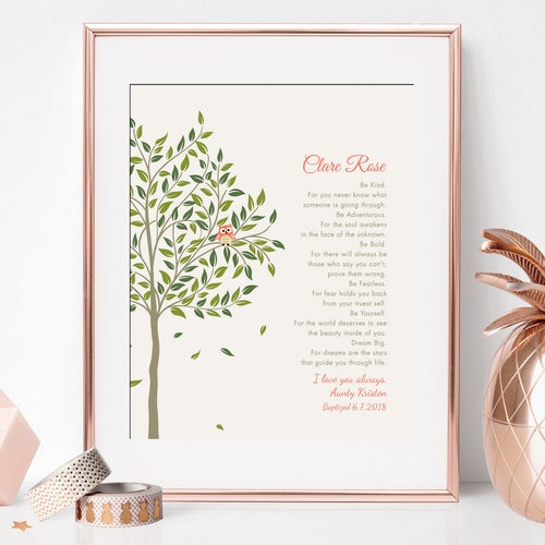 GODDAUGHTER gift, Personalized Goddaughter gift Print, Goddaughter Baptism Print, Baptism Gift Girl, Gift from Godmother custom colors 8x10