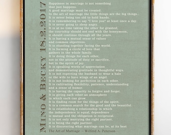 The ART of MARRIAGE Poem Print, Personalized Wedding Blessing Gift, Custom Anniversary gift, Poster 8 x 10, Choose Colors and Font