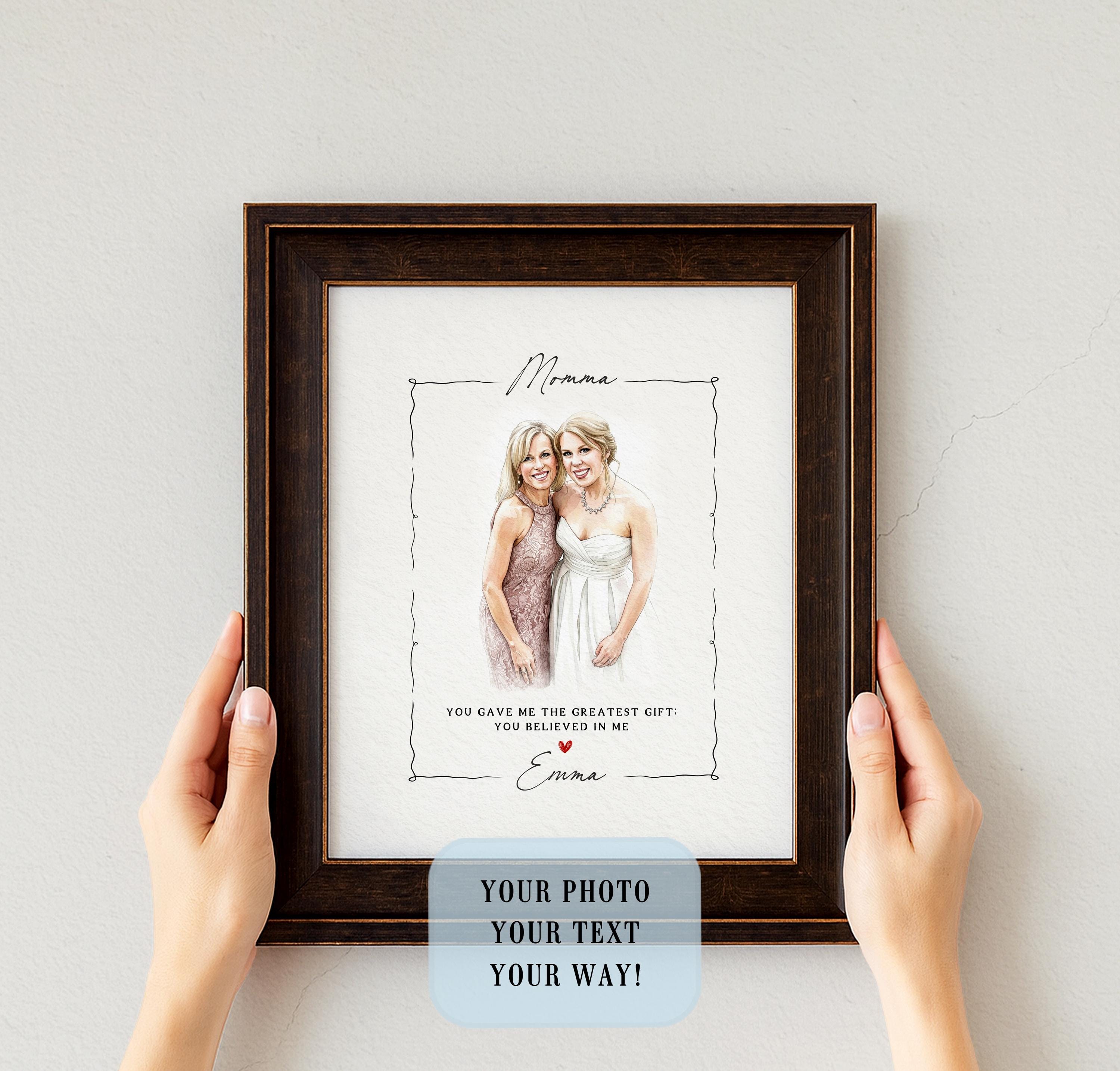 Mother and Daughter Custom Watercolor Portrait, Mom Daughter Quote Art ...