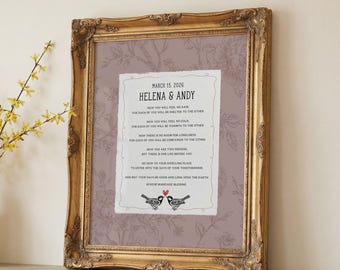 Apache Wedding Blessing Personalized Couple Names & Date of Wedding, Native American Prayer Wall Art Decor Print