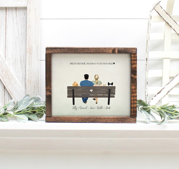 Engagement gifts for couple with dogs cats pets, Wedding gifts for couple, Bride and Groom gift ideas Custom Art Print 8 x 10