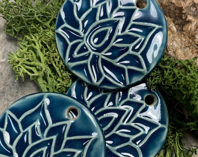 Lotus Flower Pendant Textured Ceramic Flower Pendant Yoga Jewelry DIY ...